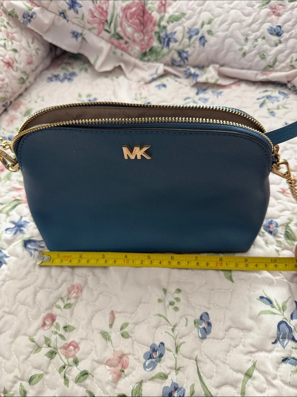 Michael Kors Teal Saffiano Leather Crossbody with Gold Hardware